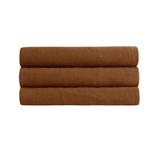 Linen Top Sheet in Tobacco