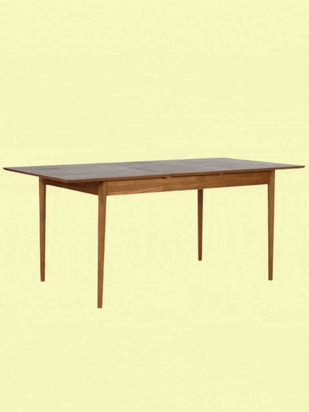 A GIF of a wooden dining table with storage
