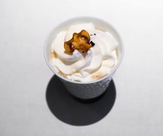 Mushroom coffee with cream on top