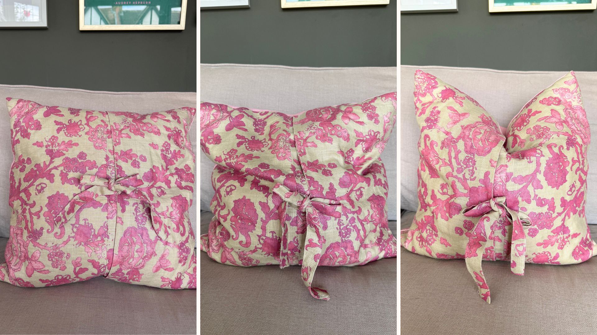 One cushion show in three ways, square, relaxed and chopped