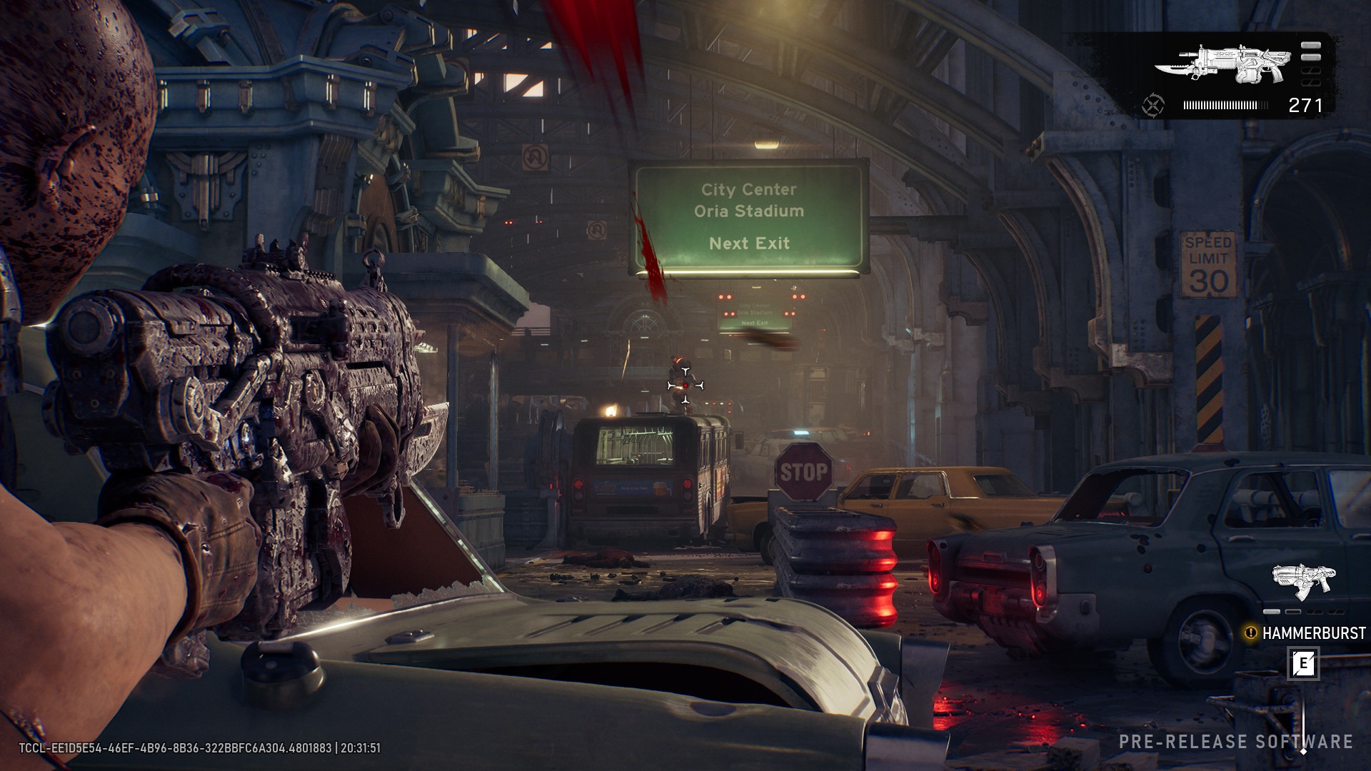A screenshot from our Gears of War E-Day hands-on built on PC.