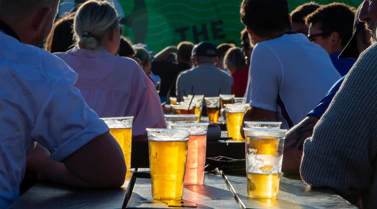 England fans drinking beer during Euro 2020