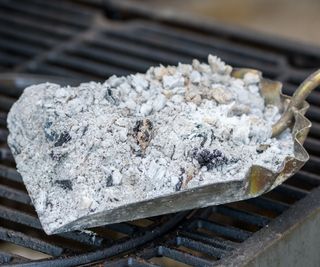A close up of charcoal from a grill