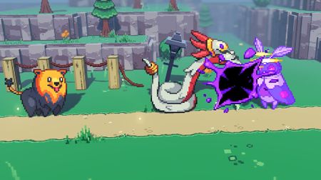 Cassette Beasts - a viper monster uses a poison attack