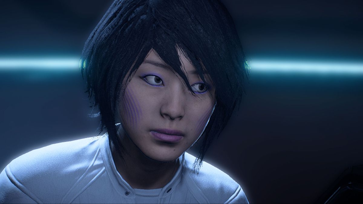 Stplaz &mdash; It's easy to overdue the colors and make-up provided in Andromeda, but this Ryder has just a subtle splash of purple to remind us we're in the future...or something like that.