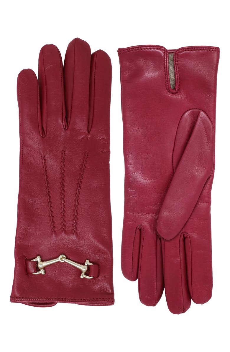 Horsebit Cashmere Lined Leather Gloves
