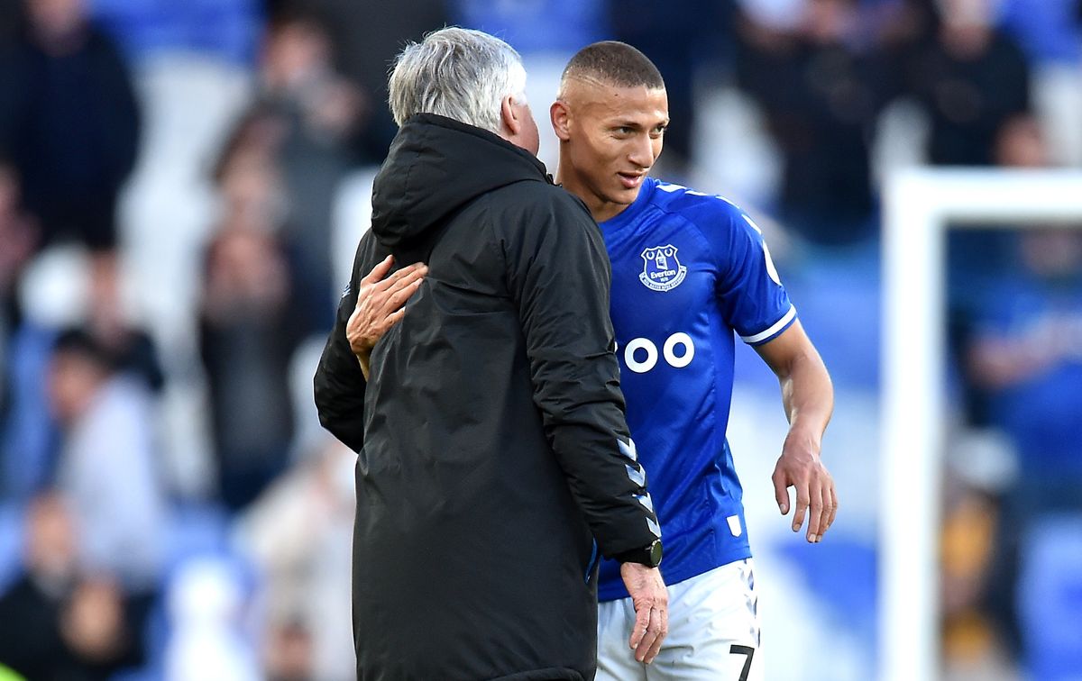 Richarlison and Carlo Ancelotti, Everton