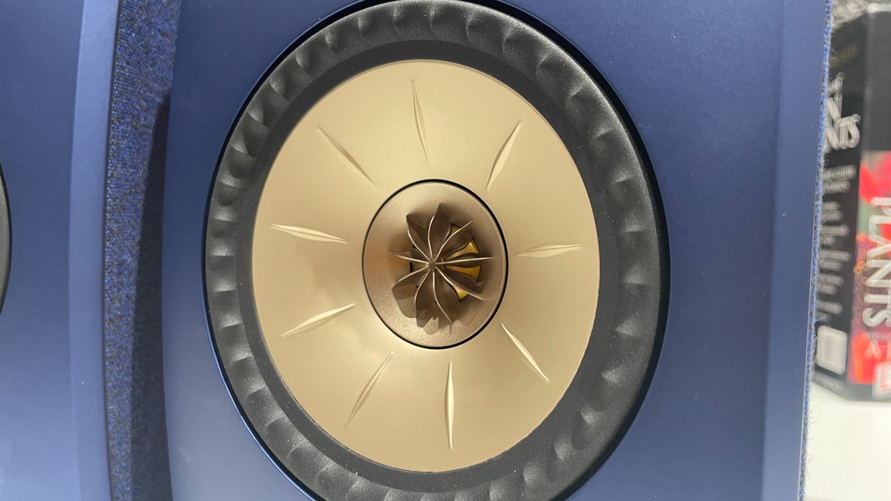 KEF LSX II speakers in blue finish close up of Uni-Q driver array