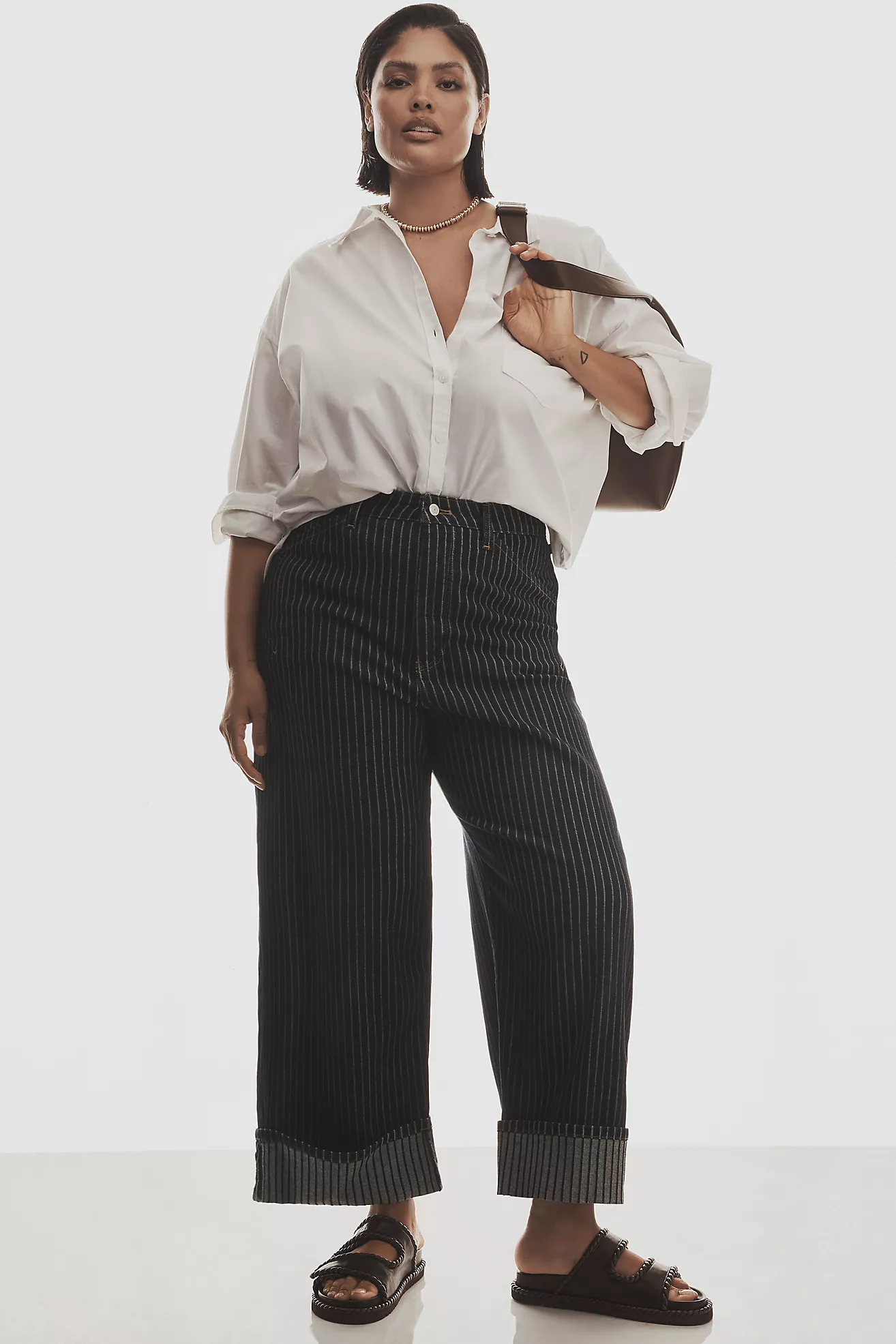 The Kayden Railroad Stripe Barrel Carpenter Jeans by Pilcro