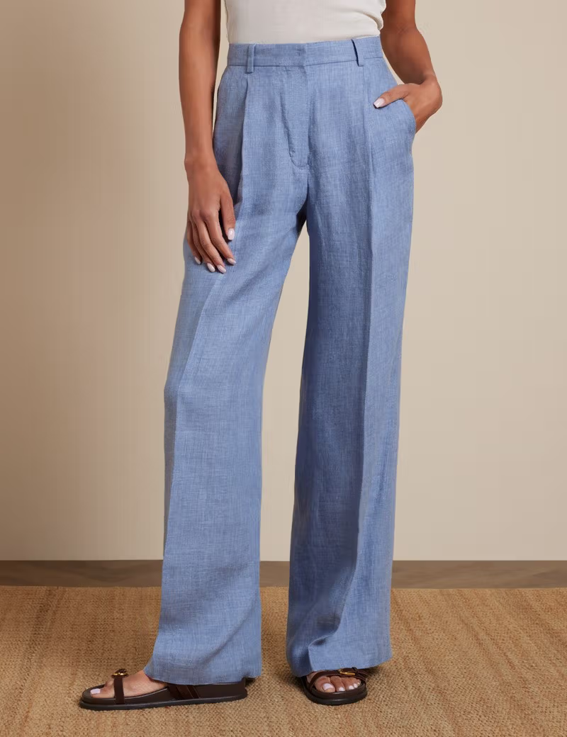 hawes &amp;amp; curtis, Pleated Wide Leg Linen Trousers