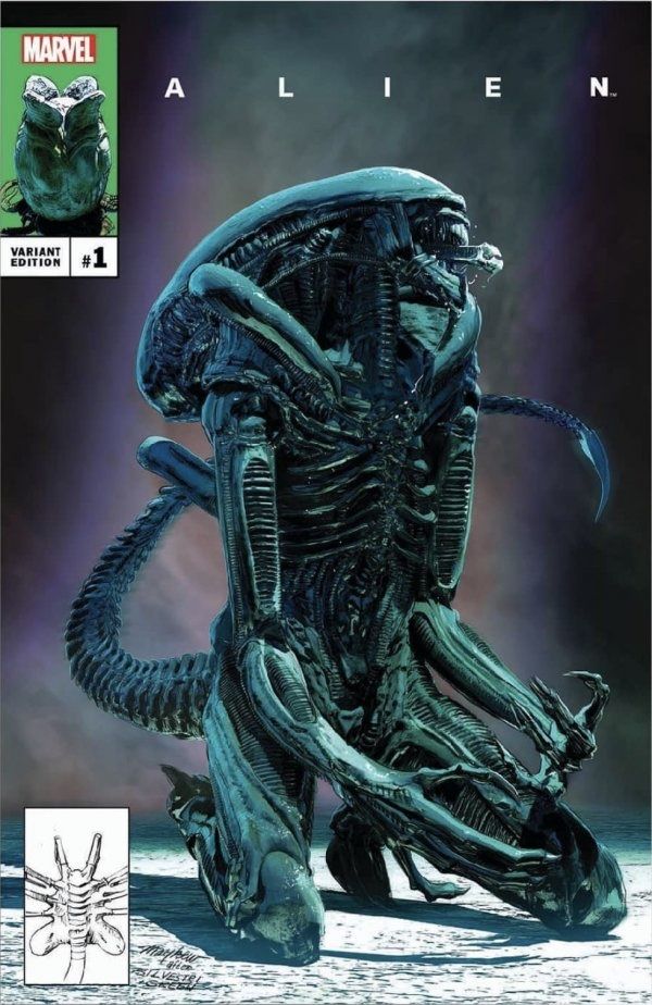 Variant covers for Marvel's "Alien #1" comic book.