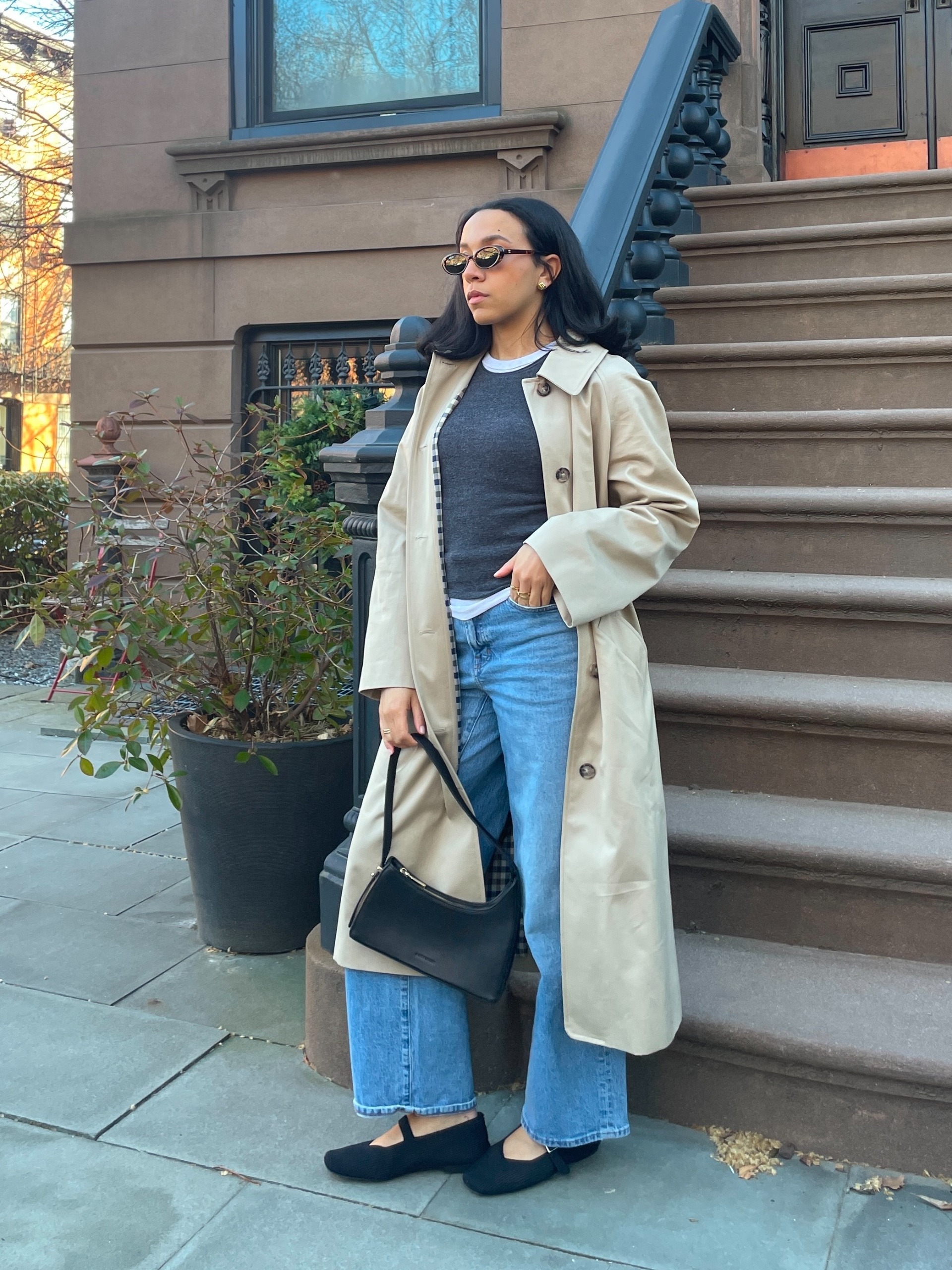 Lauren Tappan wearing a trench coat