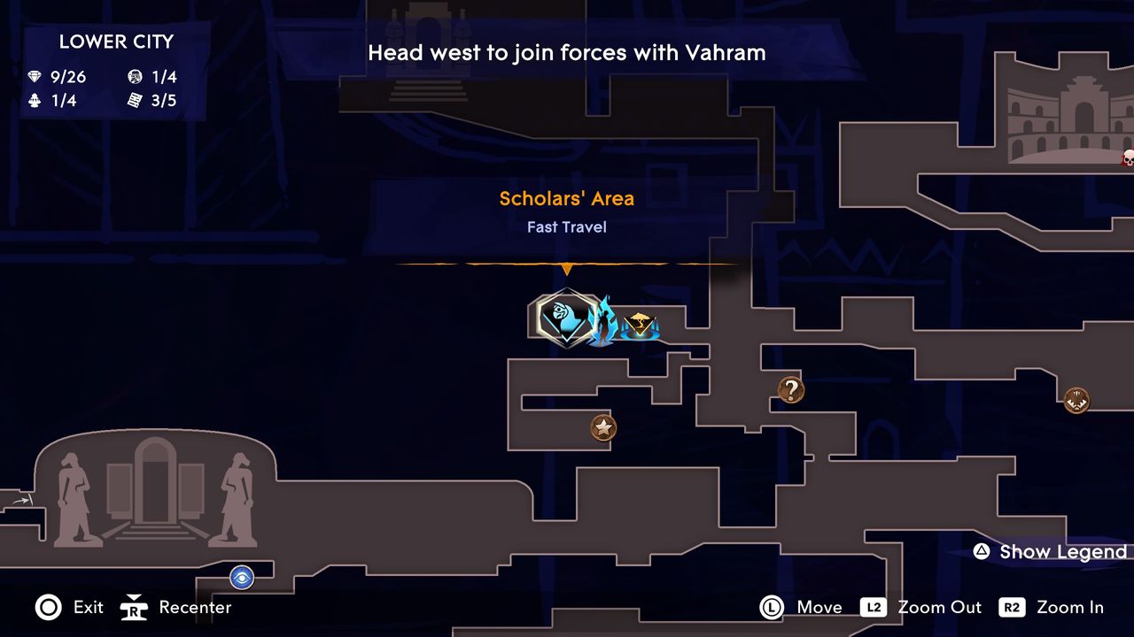 Prince of Persia: The Lost Crown fast travel - Scholars' Area