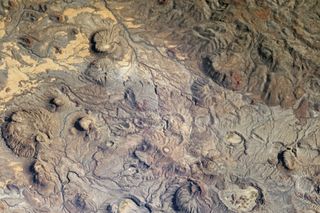 An astronaut onboard the International Space Station captured this image of the central Meidob Volcanic Field in western Sudan on Jan. 1, 2017.