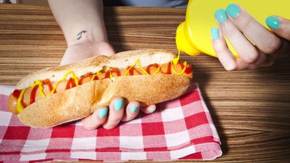 Hotdog With Ketchup & Mustard