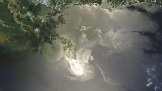 Satellite view of oil spill