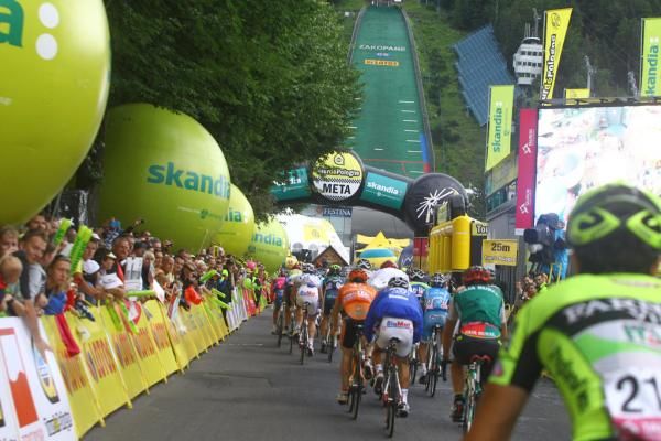 The peloton did not get to go up the ski jump in Zakopane