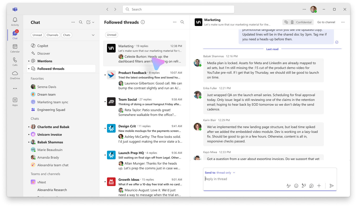 Microsoft Teams threads in channels