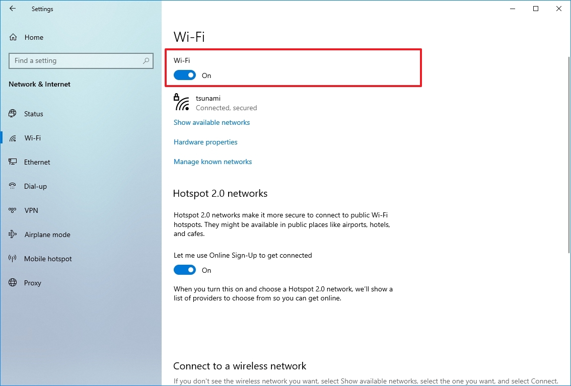 Windows 10 enable Wi-Fi to fix internet