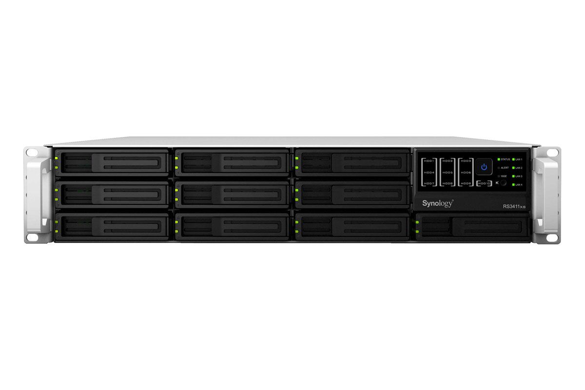 The Synology RS3411xs has ten hot swap SATA2 disk bays.