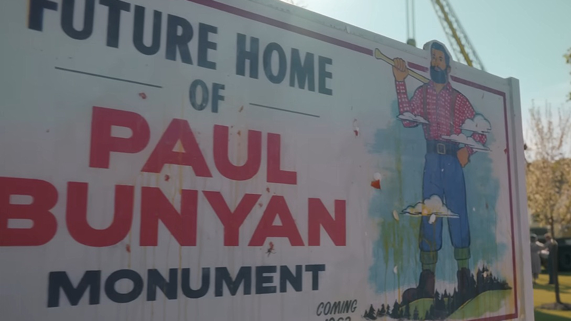 Sign for the future Paul Bunyan monument in horror spin-off It: Welcome to Derry