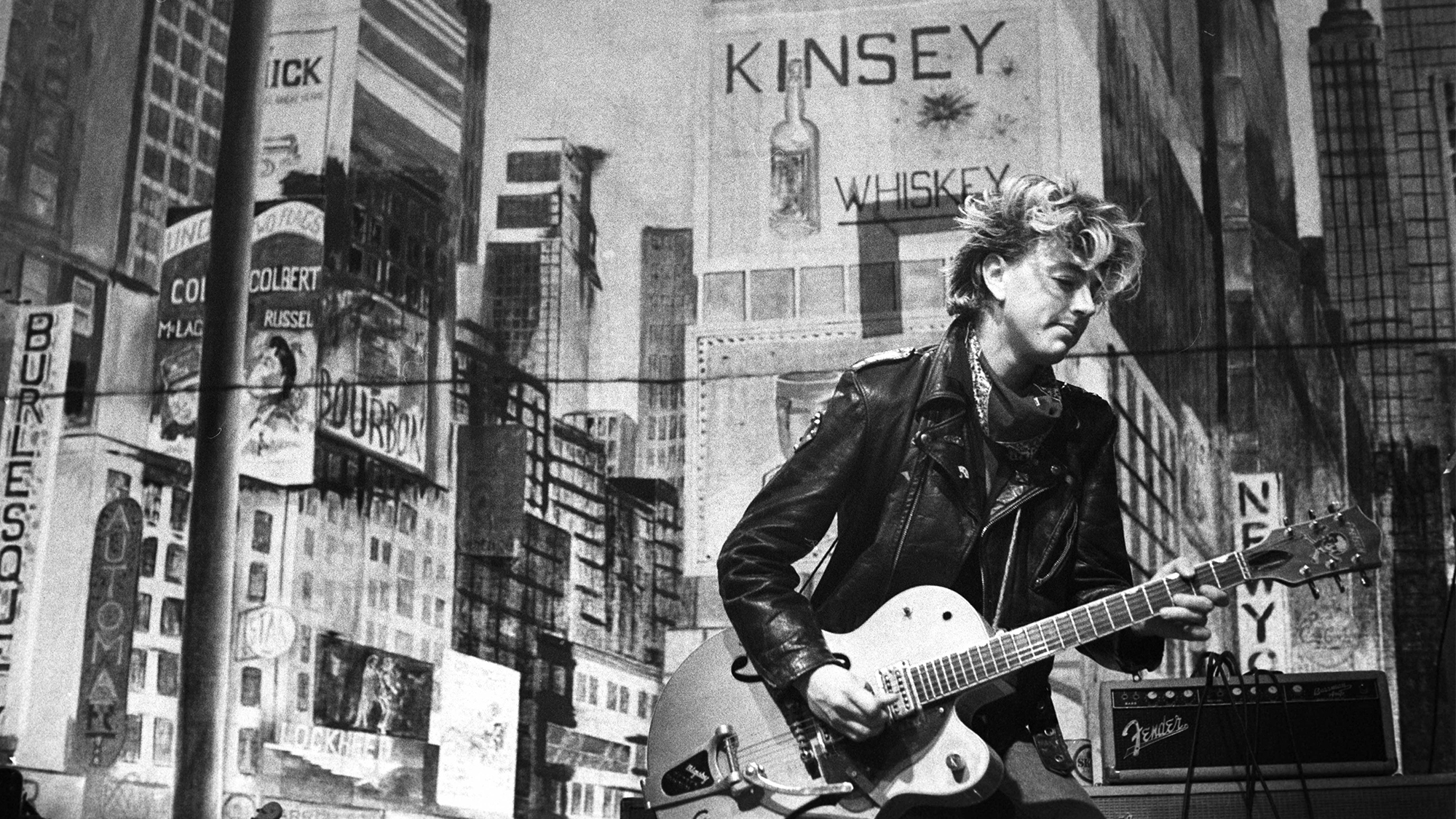 Brian Setzer performs with the Stray Cats at the Lyceum Theatre in London, 1981