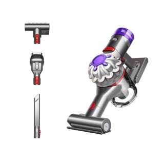 Dyson Car + Boat Handheld Vacuum Cleaner with accessories next to it