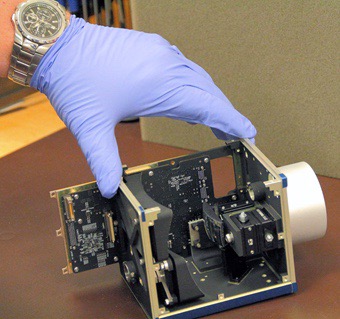 The NACHOS hyperspectral imager optical package, shown here during the first assembly.