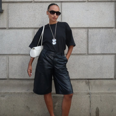 Leather shorts outfit