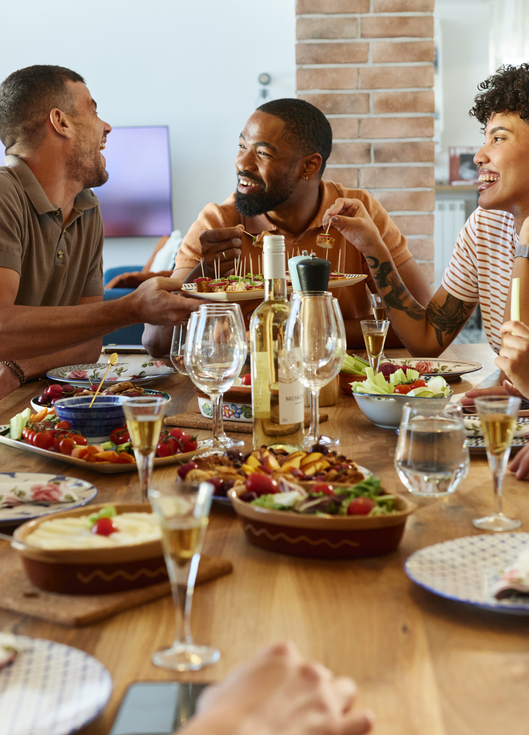 Friends at a dinner party