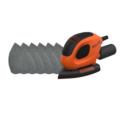 Black+decker Mouse 55w Detail Sander With 6 Sanding Sheets, Bew230-Gb