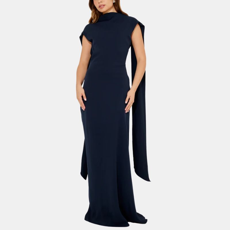 Image of navy cape gown