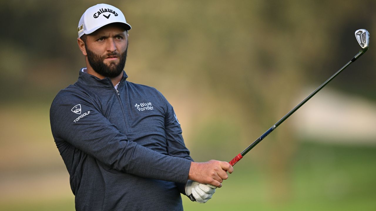 Jon Rahm takes a shot during the pro-am prior to the 2022 Spanish Open