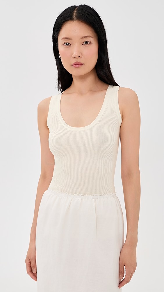 Scoop Neck Rib Tank - Flat White