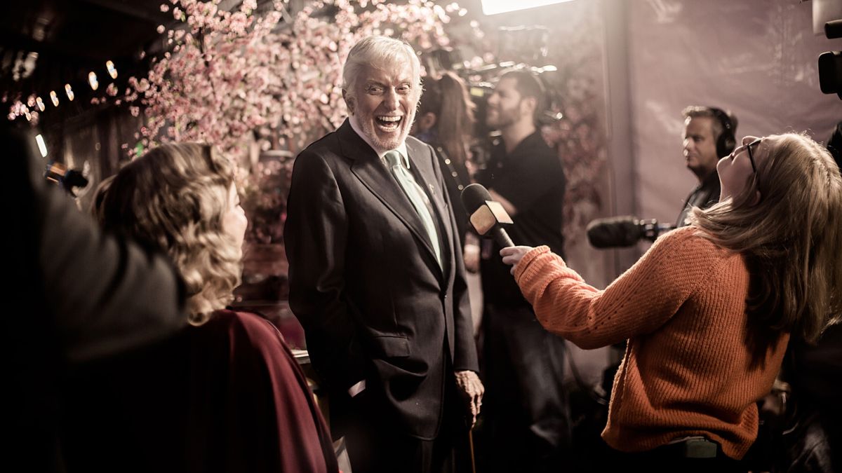 Dick Van Dyke laughs in front of reporters ahead of the Dick Van Dyke 98 Years of Magic special