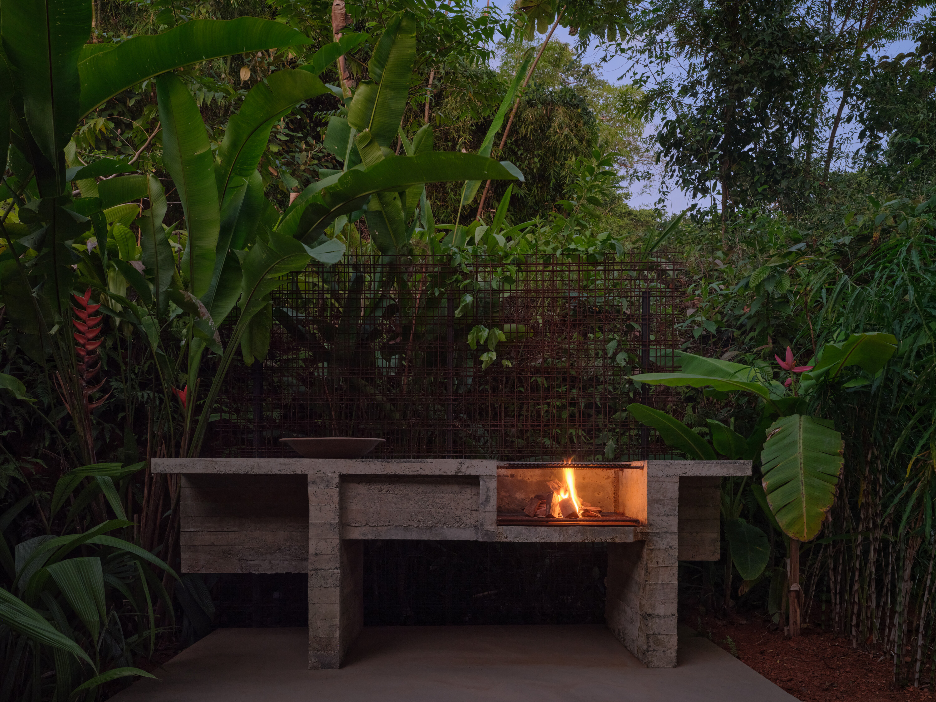 The barbecue is also made from poured concrete