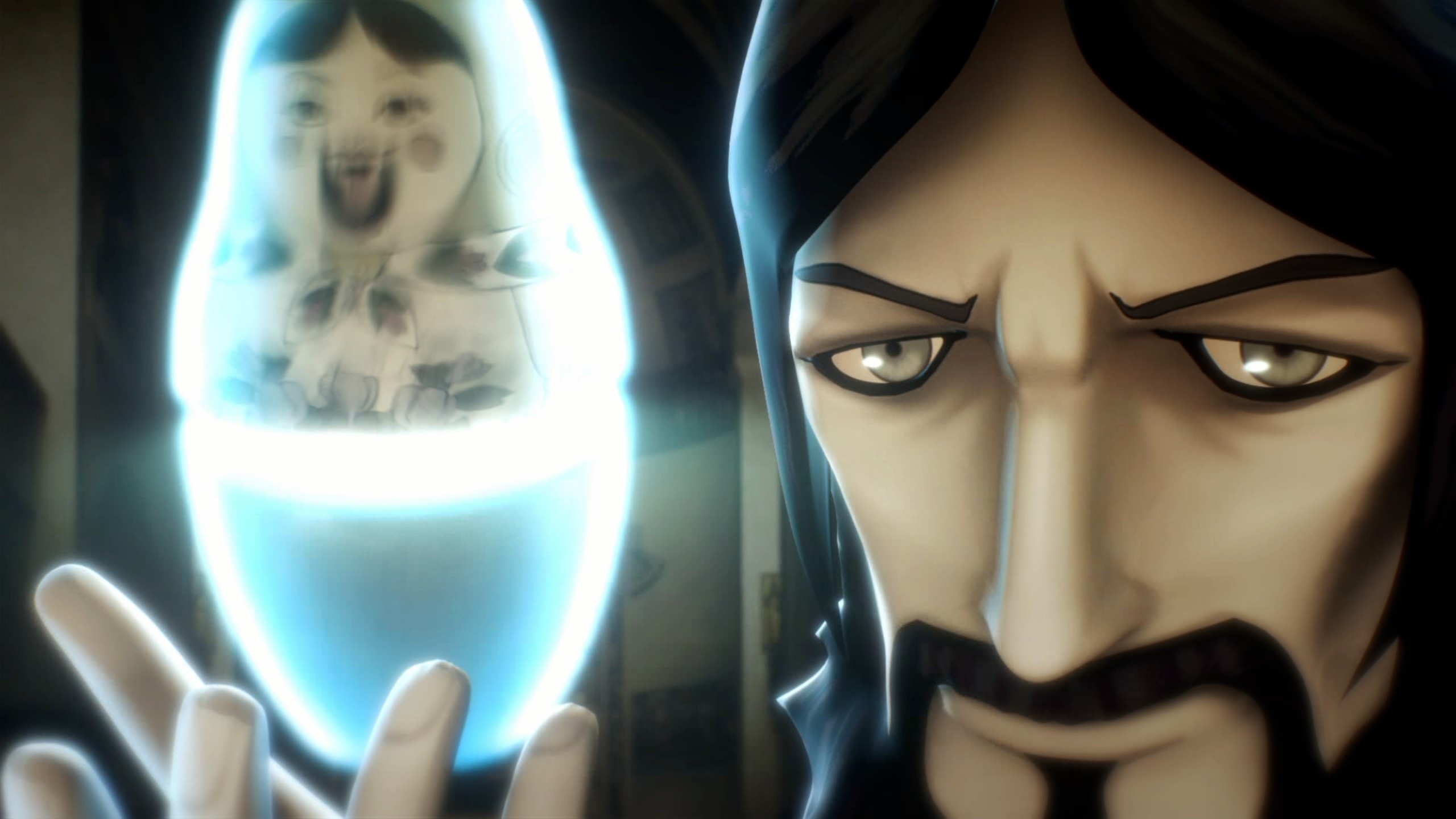 Grigori Rasputin wields a matryoshka in Raidou Remastered: The Mystery of the Soulless Army