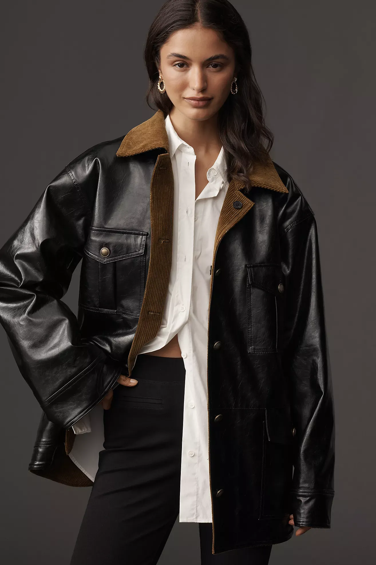 Maeve Patent Chore Jacket