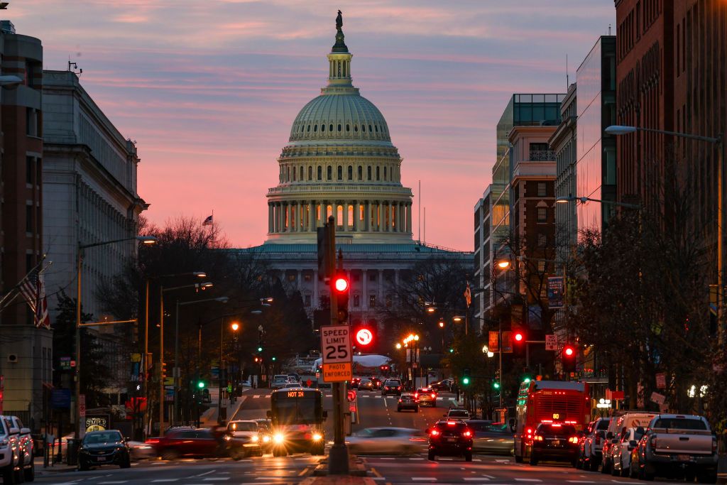 Sunrise over Capitol building.