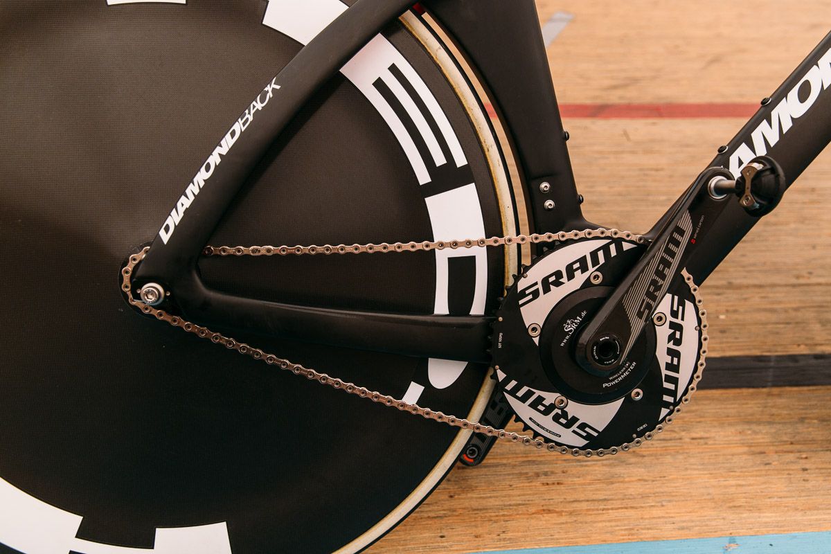 The Hed rear disc uses a special hub that allows for adjustment of the chain tension