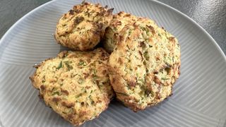 Images of zucchini fritters being made