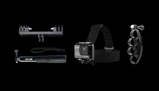 A photo of SJCAM accessories, including a knuckle duster mount