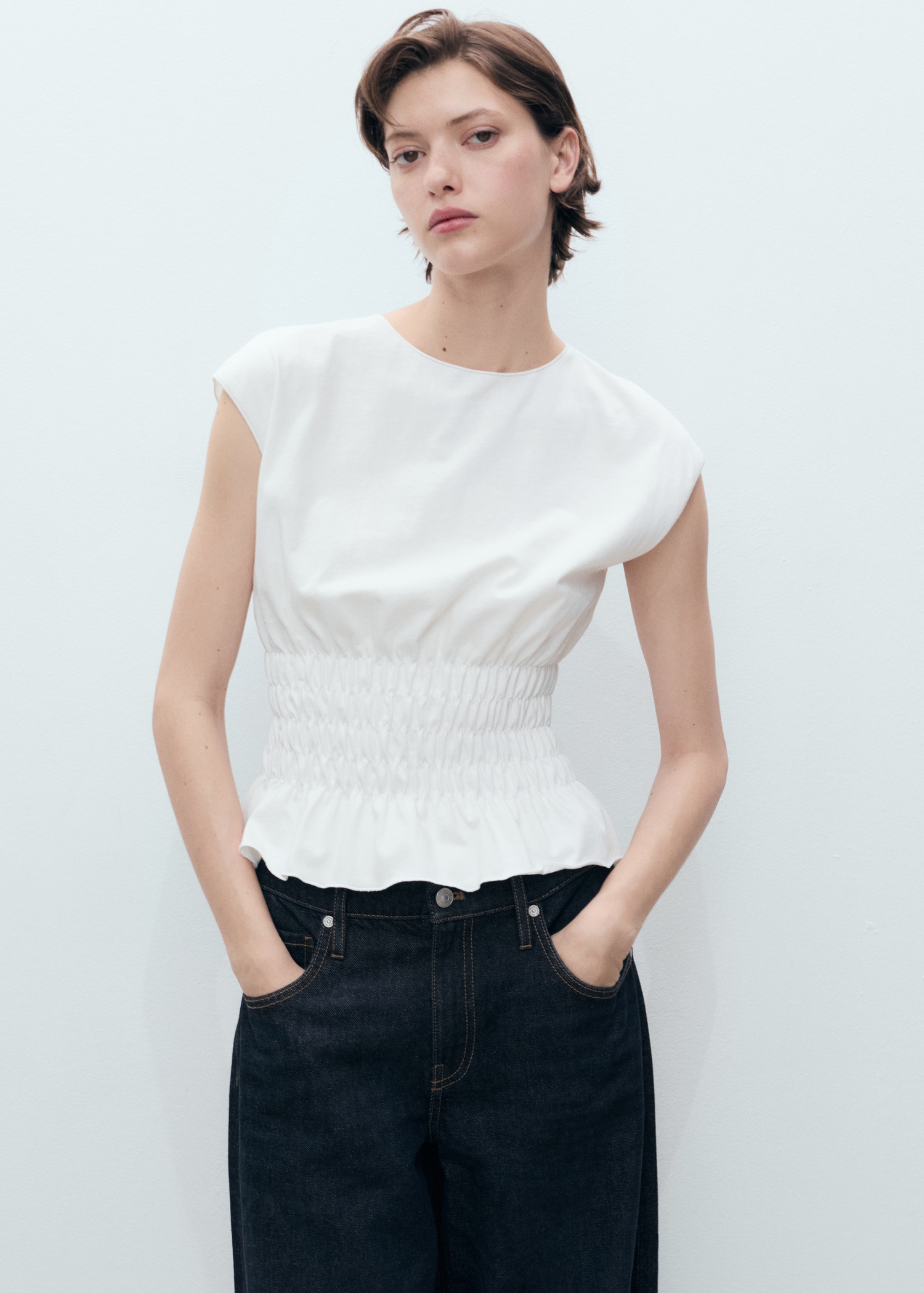 MANGO, Gathered Cotton T-Shirt - Women | Mango Usa