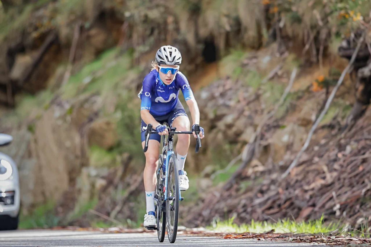 Sarah Gigante (Movistar) on her way to stage and overall victory on stage 3 of the Bright Brewery Tour of Bright