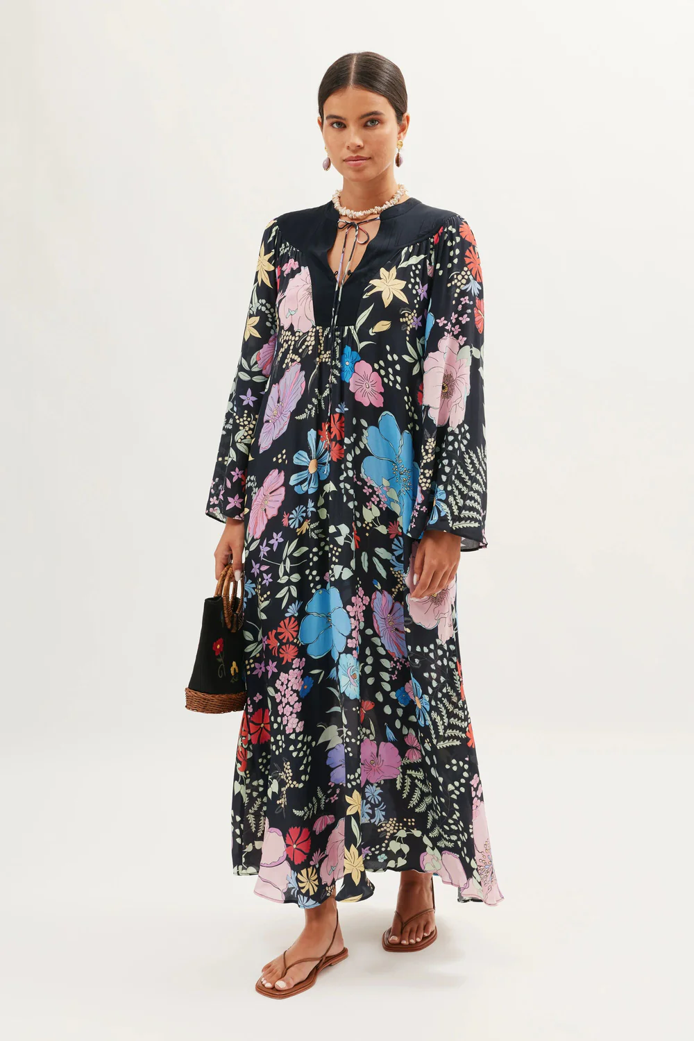 Faroe Open-Back Printed Satin Maxi Dress