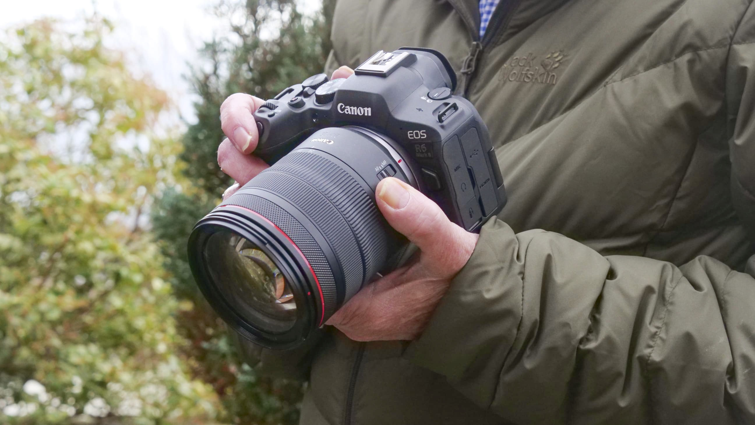 Canon EOS R6 II in the hand of reviewer