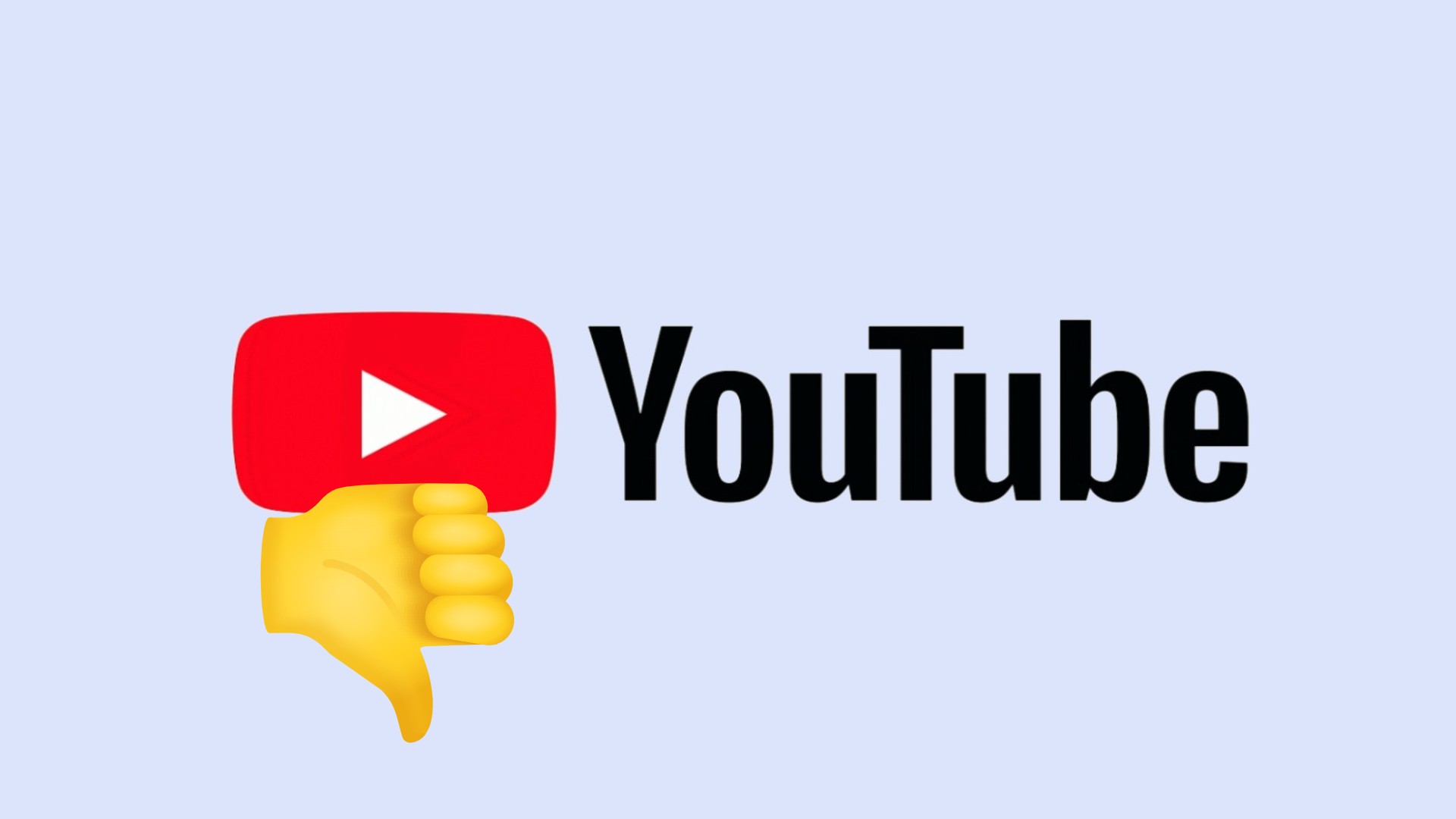 YouTube logo with a thumbs down emoji next to it