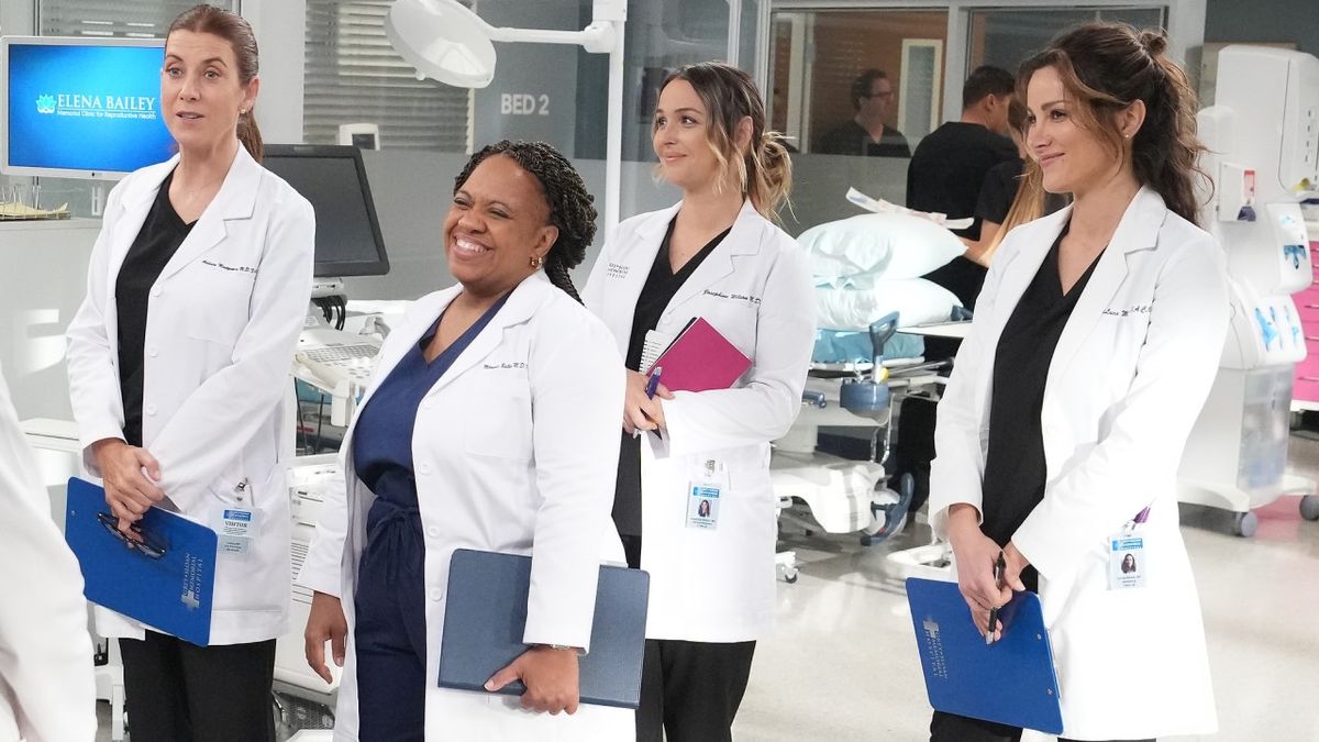 Kate Walsh, Candra Wilson, Camilla Luddington, Stefania Spampinato on Grey&#039;s Anatomy.