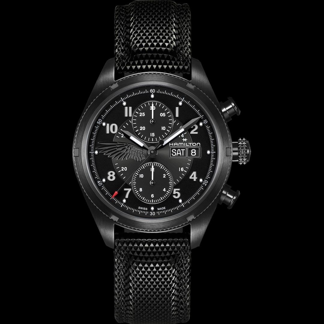 Resident Evil Requiem Hamilton watch: Khaki Field Auto Chrono on Leon 