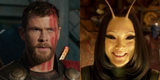 Pom Klementieff as Mantis and Chris Hemsworth as Thor